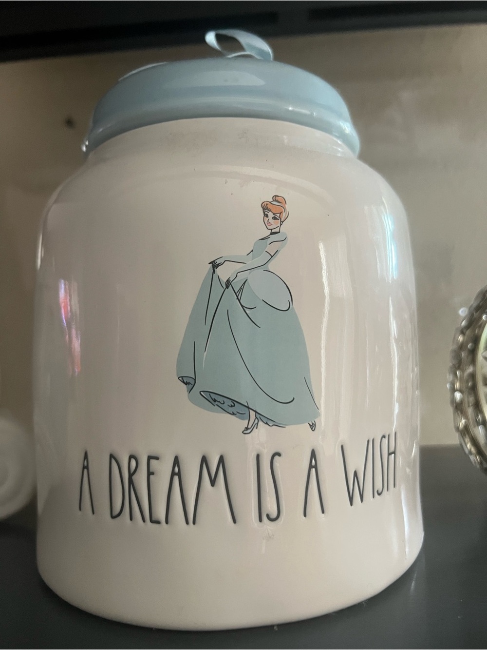 Cinderella 'A Dream Is A Wish' Blue & White Ceramic Bath Jar